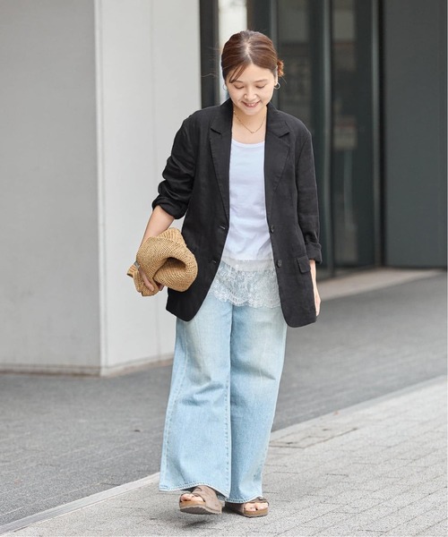 JOURNAL STANDARD(ジャーナルスタンダード)の「《追加2》リネン SB-2B ジャケット(テーラードジャケット・レディース・ブラウン/ブラック・FREE)」の13枚目の写真