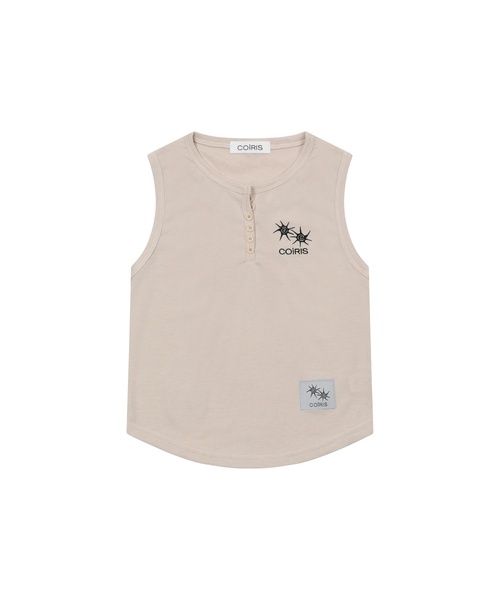 COIRIS(コイリス)の「アリナボタン クロップグルーミングスリーブレス (4カラー)(Tシャツ/カットソー・レディース・ベージュ/ホワイト/ブラック/ライトグレー・FREE)」の4枚目の写真