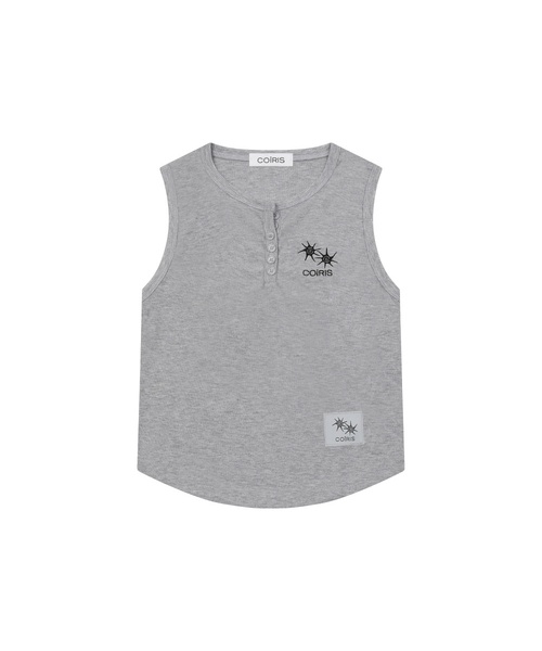 COIRIS(コイリス)の「アリナボタン クロップグルーミングスリーブレス (4カラー)(Tシャツ/カットソー・レディース・ベージュ/ホワイト/ブラック/ライトグレー・FREE)」の3枚目の写真