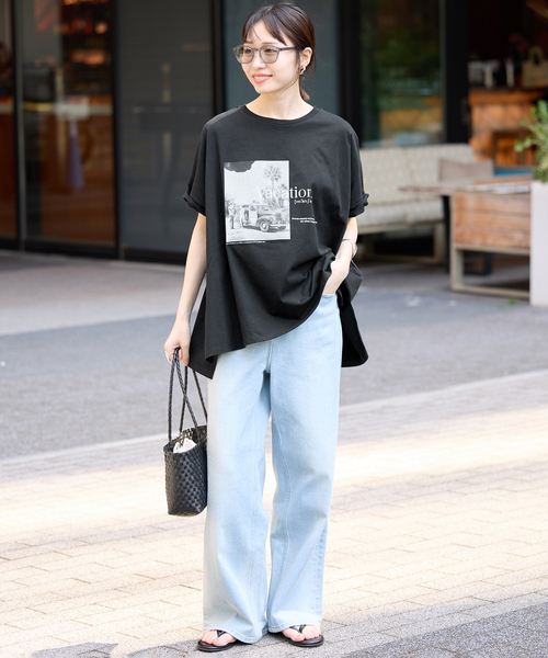 SLOBE IENA(スローブイエナ)の「LIFE フォトドルマンTシャツ(Tシャツ/カットソー・レディース・ホワイト/ブラック・FREE)」の9枚目の写真