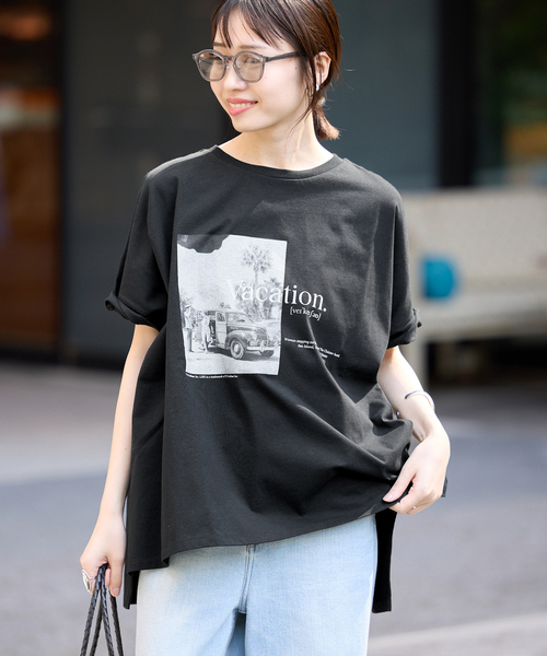 SLOBE IENA(スローブイエナ)の「LIFE フォトドルマンTシャツ(Tシャツ/カットソー・レディース・ホワイト/ブラック・FREE)」の8枚目の写真