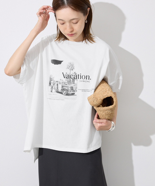 SLOBE IENA(スローブイエナ)の「LIFE フォトドルマンTシャツ(Tシャツ/カットソー・レディース・ホワイト/ブラック・FREE)」の18枚目の写真