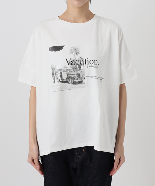 SLOBE IENA(スローブイエナ)の「LIFE フォトドルマンTシャツ(Tシャツ/カットソー・レディース・ホワイト/ブラック・FREE)」の3枚目の写真