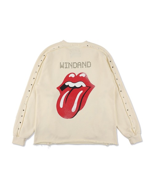 WIND AND SEA(ウィンダンシー)の「The Rolling Stones x WDS Studs&Rhine Stones Crewn(Tシャツ/カットソー・メンズ・チャコール/オフホワイト・MEDIUM/SMALL/LARGE)」の2枚目の写真