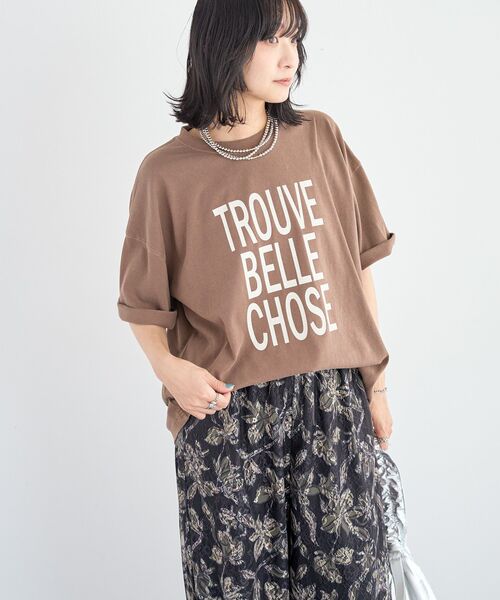 Green Parks(グリーンパークス)の「ピグメントロゴTシャツ(Tシャツ/カットソー・レディース・チャコールグレー/ブラウン/ホワイト系その他2・FREE)」の12枚目の写真