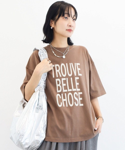 Green Parks(グリーンパークス)の「ピグメントロゴTシャツ(Tシャツ/カットソー・レディース・チャコールグレー/ブラウン/ホワイト系その他2・FREE)」の3枚目の写真