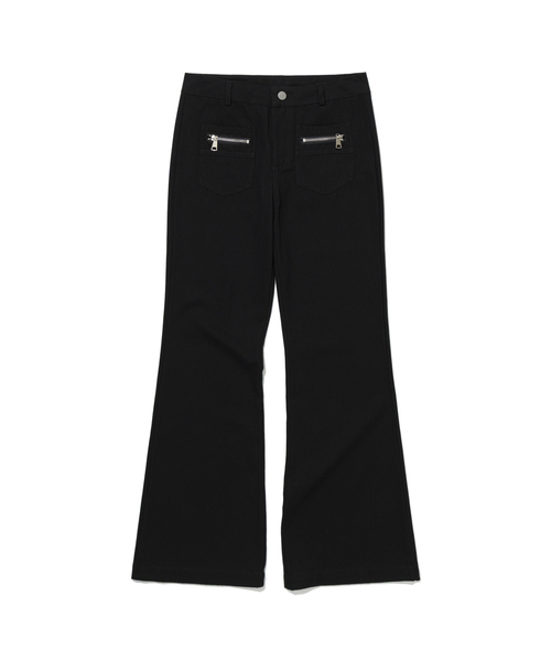 MOAA(モア)の「ダブルポケットジッパーフレアパンツ(その他パンツ・レディース・ブラック/アイボリー・SMALL/MEDIUM)」の1枚目の写真