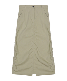 NICOLE SHIRRING LONG SKIRT_BEIGE