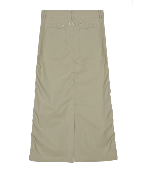 NICK&NICOLE(ニックアンドニコール)の「NICOLE SHIRRING LONG SKIRT_BEIGE(スカート・レディース・その他・LARGE/SMALL/MEDIUM)」の2枚目の写真