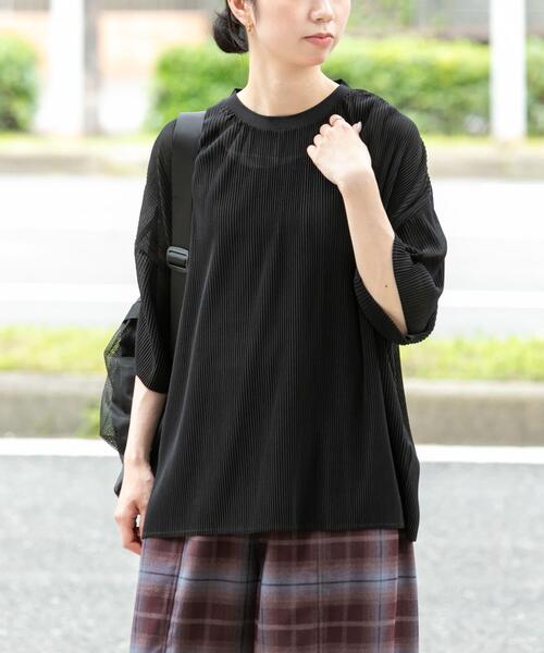 EKAL(エカル)の「シアープリーツハーフスリーブプルオーバー(その他トップス・レディース・レッド系その他/ブラック/ベージュ・ONE)」の11枚目の写真