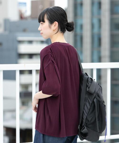 EKAL(エカル)の「シアープリーツハーフスリーブプルオーバー(その他トップス・レディース・レッド系その他/ブラック/ベージュ・ONE)」の15枚目の写真