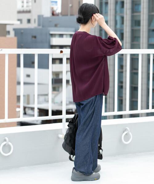 EKAL(エカル)の「シアープリーツハーフスリーブプルオーバー(その他トップス・レディース・レッド系その他/ブラック/ベージュ・ONE)」の13枚目の写真