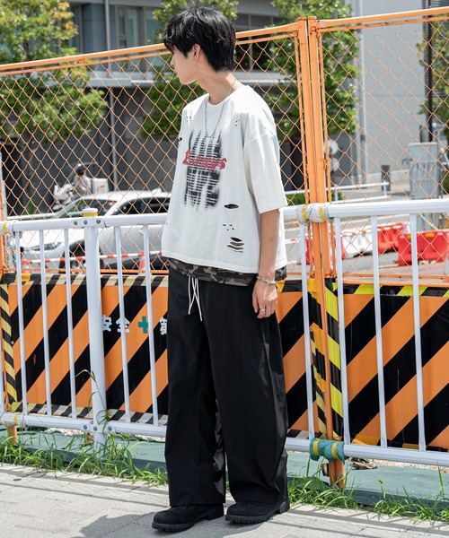 WEGO(ウィゴー)の「WEGO/接触冷感メッシュレイヤードダメージTシャツ(Tシャツ/カットソー・メンズ・ホワイト/ブラック・LARGE/MEDIUM)」の16枚目の写真