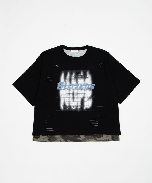 WEGO（ウィゴー）の「WEGO/【26年春夏新作】接触冷感メッシュレイヤードダメージTシャツ（Tシャツ/カットソー・メンズ・ホワイト/ブラック・LARGE/MEDIUM）」の11枚目の写真