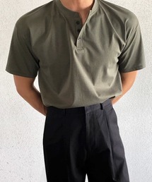 NOWLE（ノウル）の「【NOWLE】ヘンリーネック 半袖 Tシャツ / クリーンカジュアル リラックス ソリッドトップス（Tシャツ/カットソー）」