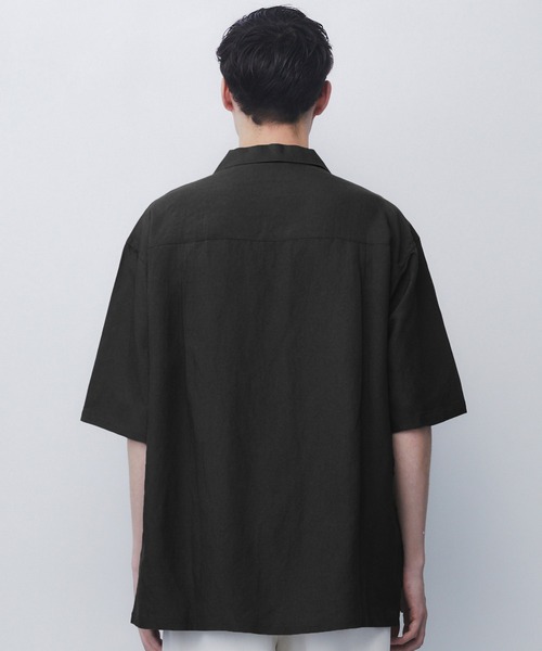 UNITED TOKYO（ユナイテッドトウキョウ）の「【MADE IN JAPAN】フレンチリネン キューバシャツ　｜国産/FUKUSHIMA/防シワ/接触冷感/速乾/洗濯可能/麻/夏服（シャツ/ブラウス・メンズ・カーキ/ブラック・1/2）」の9枚目の写真