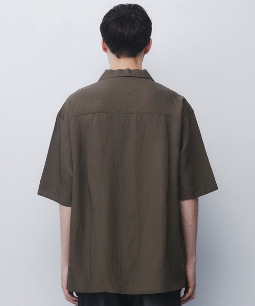 UNITED TOKYO（ユナイテッドトウキョウ）の「【MADE IN JAPAN】フレンチリネン キューバシャツ　｜国産/FUKUSHIMA/防シワ/接触冷感/速乾/洗濯可能/麻/夏服（シャツ/ブラウス・メンズ・カーキ/ブラック・1/2）」の12枚目の写真