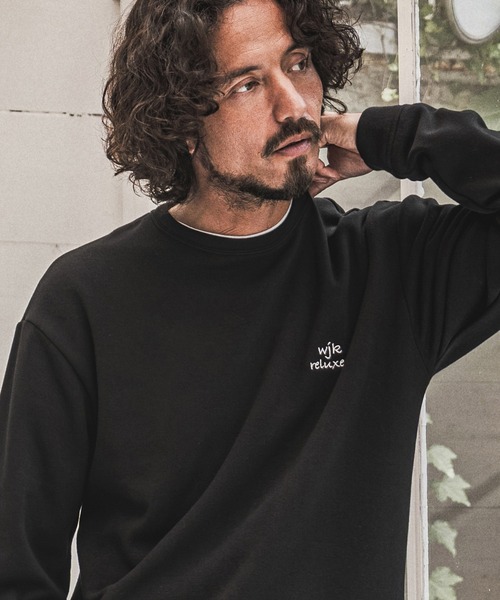 wjk reluxe(ダブルジェーケーリラックス)の「msw1921- Embroidered Back Fleece Sweatshirt バックフリーストレーナー(WR26W-12)(スウェット・メンズ・ホワイト/ブラック/ネイビー・L/M/S)」の8枚目の写真