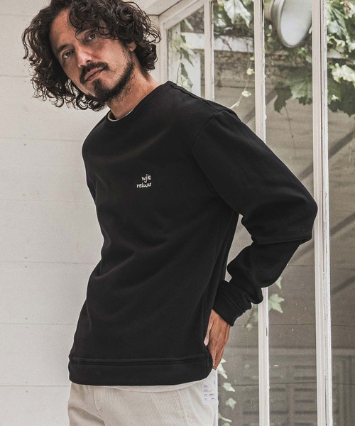 wjk reluxe(ダブルジェーケーリラックス)の「msw1921- Embroidered Back Fleece Sweatshirt バックフリーストレーナー(WR26W-12)(スウェット・メンズ・ホワイト/ブラック/ネイビー・L/M/S)」の9枚目の写真
