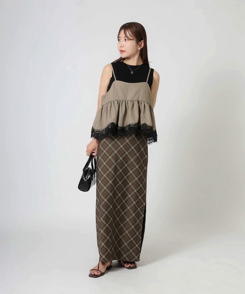 Riberry(リベリー)の「レースヘムバルーンキャミビスチェ(キャミソール・レディース・チャコールグレー/ブラック/ブラウン/グレイッシュベージュ・FREE)」の19枚目の写真