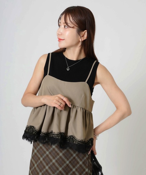 Riberry(リベリー)の「レースヘムバルーンキャミビスチェ(キャミソール・レディース・チャコールグレー/ブラック/ブラウン/グレイッシュベージュ・FREE)」の17枚目の写真