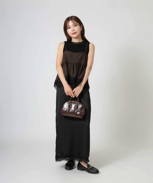 Riberry(リベリー)の「レースヘムバルーンキャミビスチェ(キャミソール・レディース・チャコールグレー/ブラック/ブラウン/グレイッシュベージュ・FREE)」の22枚目の写真