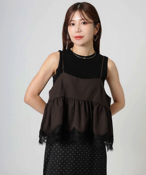Riberry(リベリー)の「レースヘムバルーンキャミビスチェ(キャミソール・レディース・チャコールグレー/ブラック/ブラウン/グレイッシュベージュ・FREE)」の20枚目の写真