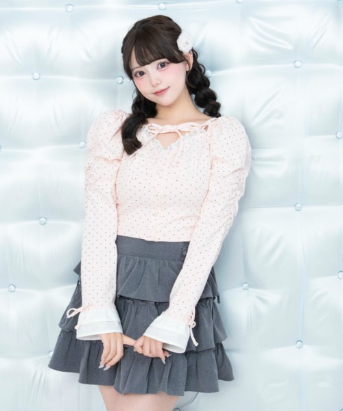 LAFARY(ラファリー)の「スピンドルティアードスカパン(スカート・レディース・ピンク/グレー/ホワイト・FREE)」の4枚目の写真
