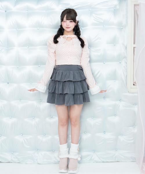 LAFARY(ラファリー)の「スピンドルティアードスカパン(スカート・レディース・ピンク/グレー/ホワイト・FREE)」の8枚目の写真