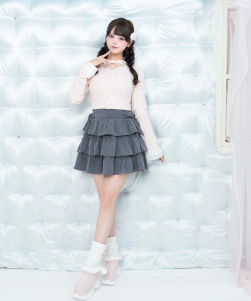 LAFARY(ラファリー)の「スピンドルティアードスカパン(スカート・レディース・ピンク/グレー/ホワイト・FREE)」の10枚目の写真