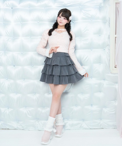 LAFARY(ラファリー)の「スピンドルティアードスカパン(スカート・レディース・ピンク/グレー/ホワイト・FREE)」の11枚目の写真