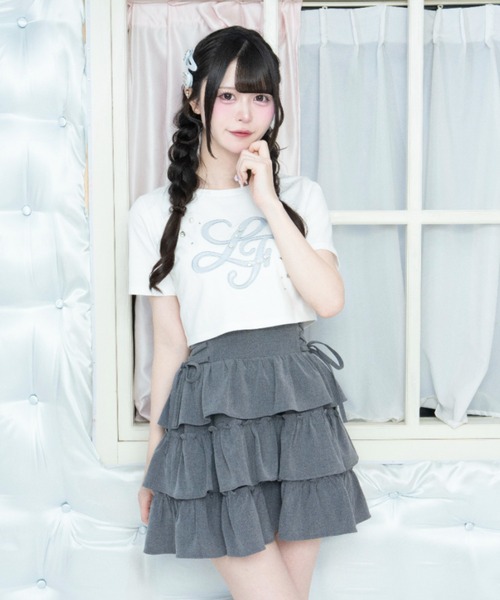 LAFARY(ラファリー)の「スピンドルティアードスカパン(スカート・レディース・ピンク/グレー/ホワイト・FREE)」の7枚目の写真