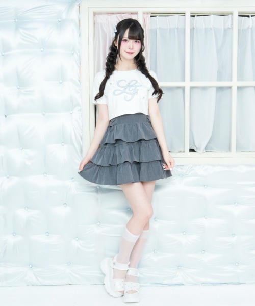 LAFARY(ラファリー)の「スピンドルティアードスカパン(スカート・レディース・ピンク/グレー/ホワイト・FREE)」の12枚目の写真