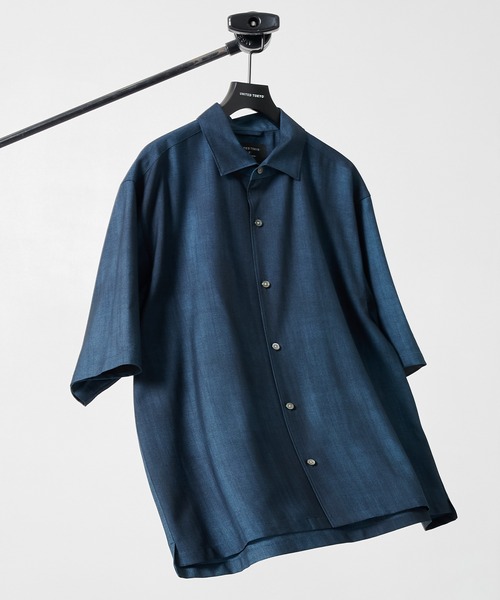 UNITED TOKYO（ユナイテッドトウキョウ）の「【新作】アーバンダイウール イタリアンカラーシャツ S/S　｜防シワ/防臭抗菌/日本製/通気性/夏服（シャツ/ブラウス・メンズ・ダークネイビー/ブルー/ブラウン・1/2）」の3枚目の写真