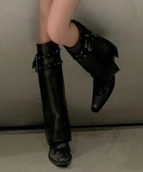 HALEY PESCA(ヘーリーペスカ)の「HALEY PESCA/スタッズベルト ウエスタンロングブーツ(ブーツ・レディース・ブラック・38/36/40)」の10枚目の写真