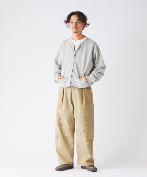 JOURNAL STANDARD relume(ジャーナルスタンダード レリューム)の「ラフカット ノーカラー スウェット カーディガン(カーディガン/ボレロ・メンズ・ネイビー/グレー系その他/ピンク/ブラックミックス・MEDIUM/LARGE)」の6枚目の写真