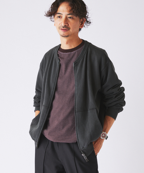 JOURNAL STANDARD relume(ジャーナルスタンダード レリューム)の「ラフカット ノーカラー スウェット カーディガン(カーディガン/ボレロ・メンズ・ネイビー/グレー系その他/ピンク/ブラックミックス・MEDIUM/LARGE)」の11枚目の写真