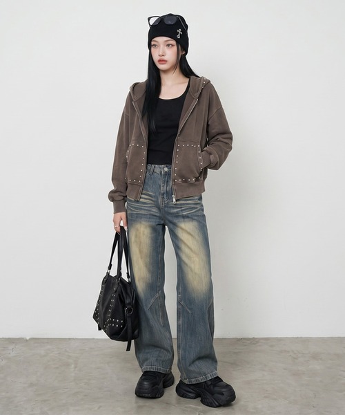 non-hedge(ノンヘッジ)の「タックデニムストレートパンツ(デニムパンツ・レディース・ブルー・S/M/L)」の8枚目の写真