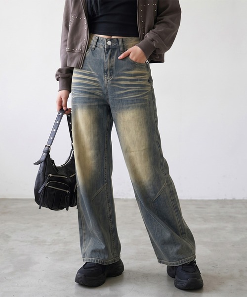 non-hedge(ノンヘッジ)の「タックデニムストレートパンツ(デニムパンツ・レディース・ブルー・S/M/L)」の10枚目の写真