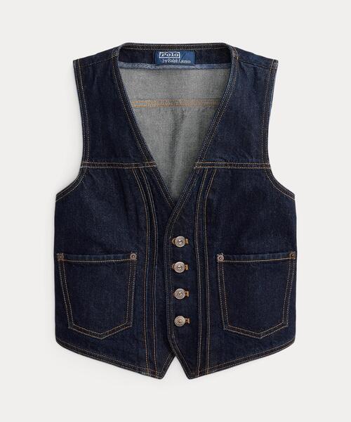 POLO JEANS RALPH LAUREN デニムベスト　ブラックデニム 黒 ボタンド デニム ベスト（ベスト）｜POLO RALPH LAUREN（ポロ ラルフ