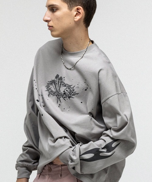 スカル グラフィックプリント 長袖カットソー GRAPHIC LONG SLEEVE TEE / グラフィックロングスリーブTシャツ