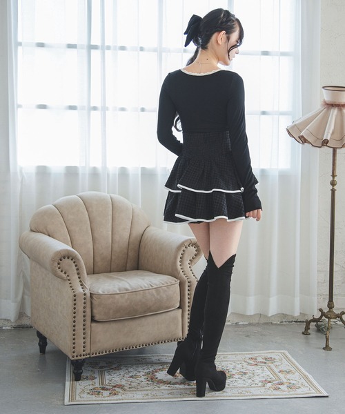 夢展望(ユメテンボウ)の「ボレロレイヤード風ドッキングリブトップス【大きいサイズあり】(Tシャツ/カットソー・レディース・オフホワイト/グレー/ブラック・L~LL/M-L/LL~3L)」の13枚目の写真