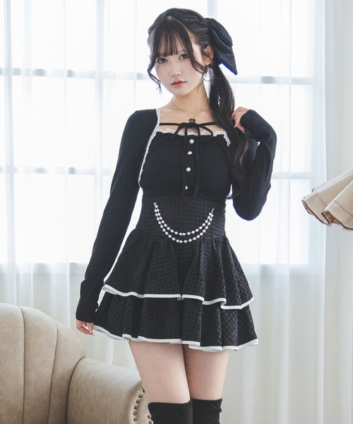 夢展望(ユメテンボウ)の「ボレロレイヤード風ドッキングリブトップス【大きいサイズあり】(Tシャツ/カットソー・レディース・オフホワイト/グレー/ブラック・L~LL/M-L/LL~3L)」の14枚目の写真