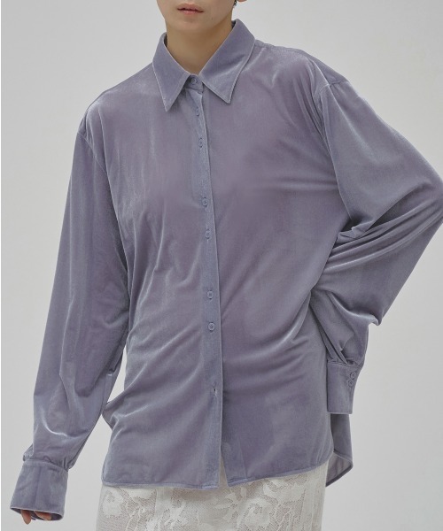 TODAYFUL(トゥデイフル)の「Roundhem Velour Shirts(シャツ/ブラウス・レディース・ブルー系その他/ブラック/キナリ・FREE)」の1枚目の写真
