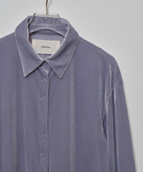 TODAYFUL(トゥデイフル)の「Roundhem Velour Shirts(シャツ/ブラウス・レディース・ブルー系その他/ブラック/キナリ・FREE)」の16枚目の写真