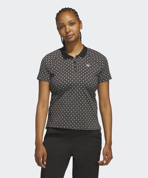 adidas(アディダス)の「オリジナルス オールオーバー トレフォイル ポロシャツ【adidas Golf/アディダスゴルフ】(ポロシャツ・レディース・ブラック・X-SMALL/X-LARGE/SMALL/MEDIUM/LARGE/XX-LARGE)」の1枚目の写真
