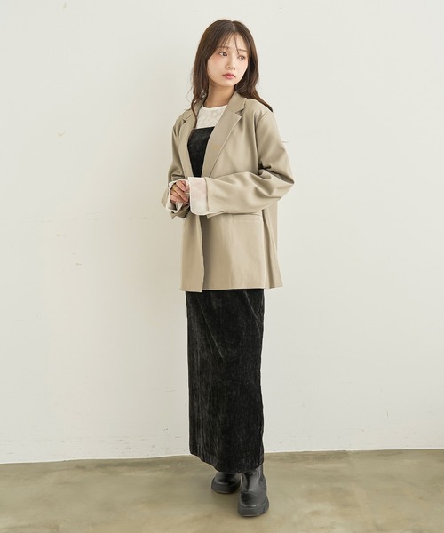 mil（ミル）の「ダブルストラップ ベロアキャミワンピース【585199】（ワンピース・レディース・ダークブラウン/ブラック/モカ・XS/S）」の11枚目の写真