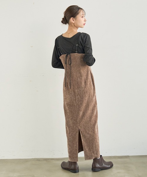 mil（ミル）の「ダブルストラップ ベロアキャミワンピース【585199】（ワンピース・レディース・ダークブラウン/ブラック/モカ・XS/S）」の22枚目の写真