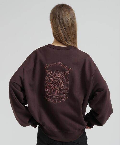AVIREX（アヴィレックス）の「HORSESHOE TOMCAT CREW SWEAT（スウェット・レディース・ブラウン/ブラック/ベージュ・F）」の6枚目の写真