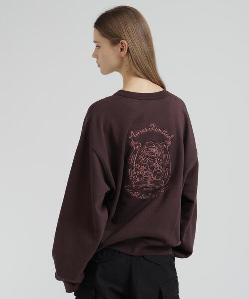AVIREX（アヴィレックス）の「HORSESHOE TOMCAT CREW SWEAT（スウェット・レディース・ブラウン/ブラック/ベージュ・F）」の7枚目の写真
